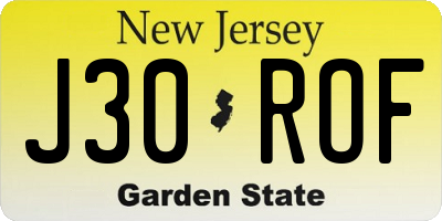 NJ license plate J30ROF