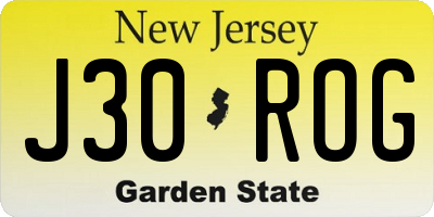 NJ license plate J30ROG