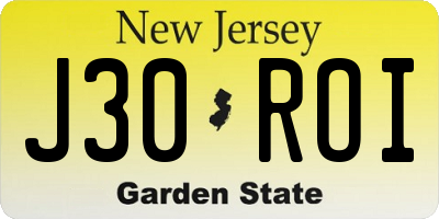 NJ license plate J30ROI