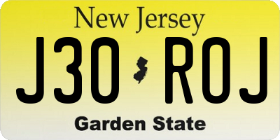 NJ license plate J30ROJ