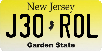 NJ license plate J30ROL