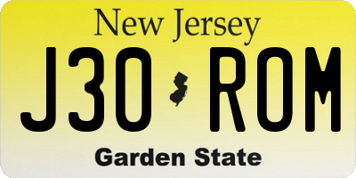 NJ license plate J30ROM