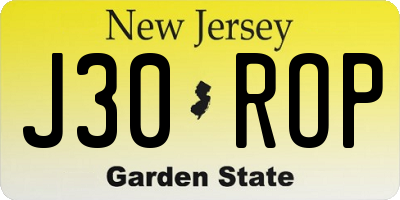 NJ license plate J30ROP