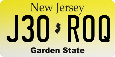 NJ license plate J30ROQ