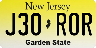 NJ license plate J30ROR