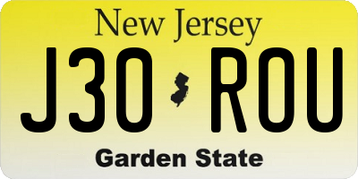 NJ license plate J30ROU
