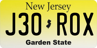 NJ license plate J30ROX