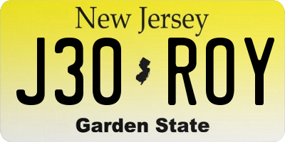 NJ license plate J30ROY