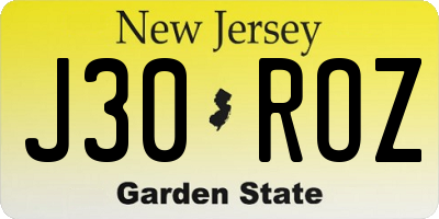 NJ license plate J30ROZ