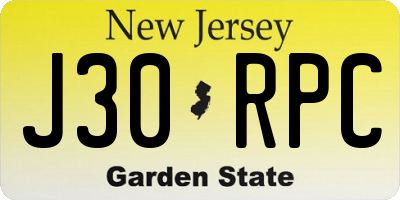 NJ license plate J30RPC