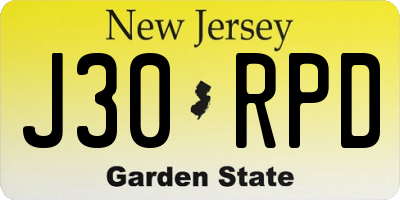 NJ license plate J30RPD