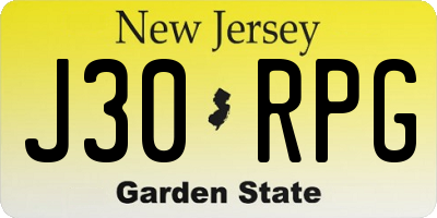 NJ license plate J30RPG