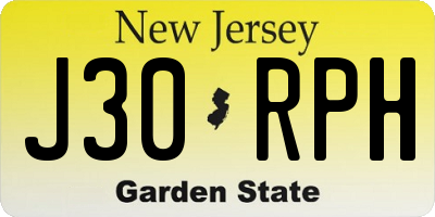 NJ license plate J30RPH