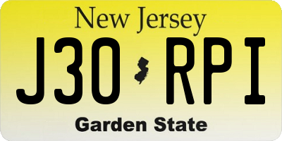 NJ license plate J30RPI