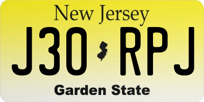 NJ license plate J30RPJ