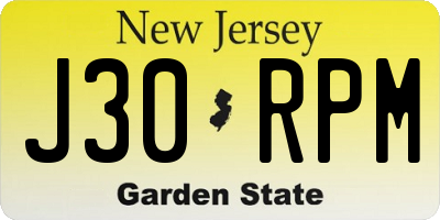 NJ license plate J30RPM