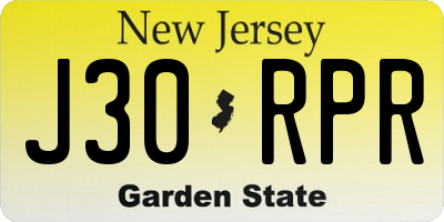 NJ license plate J30RPR