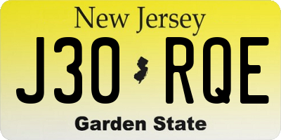 NJ license plate J30RQE