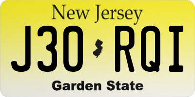 NJ license plate J30RQI