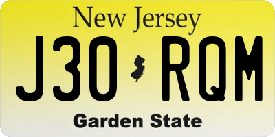 NJ license plate J30RQM