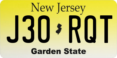 NJ license plate J30RQT