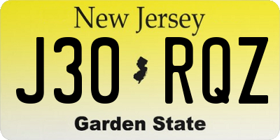 NJ license plate J30RQZ