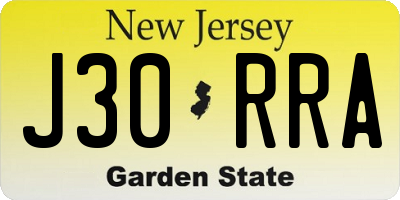 NJ license plate J30RRA