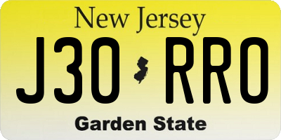 NJ license plate J30RRO