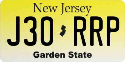 NJ license plate J30RRP