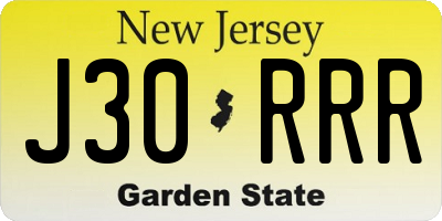 NJ license plate J30RRR
