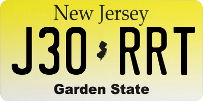 NJ license plate J30RRT