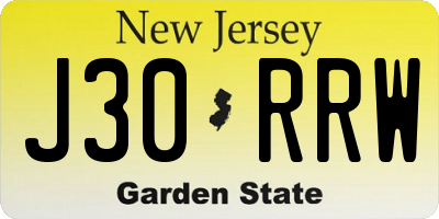 NJ license plate J30RRW
