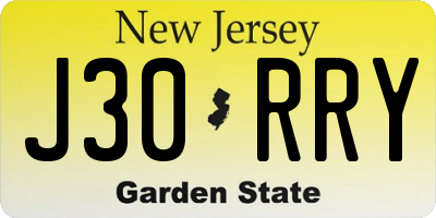 NJ license plate J30RRY
