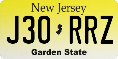 NJ license plate J30RRZ