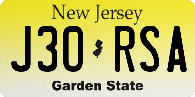 NJ license plate J30RSA