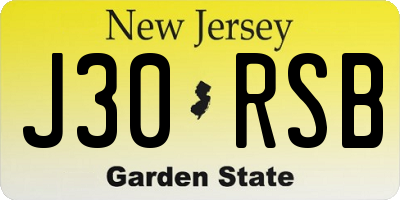 NJ license plate J30RSB