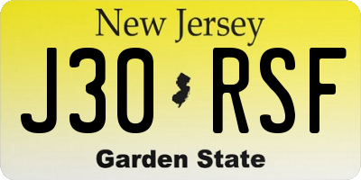 NJ license plate J30RSF