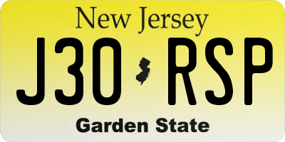 NJ license plate J30RSP