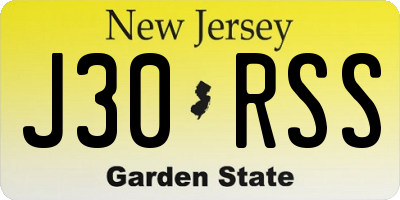 NJ license plate J30RSS