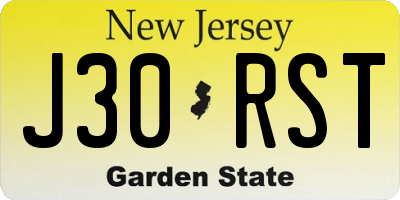 NJ license plate J30RST
