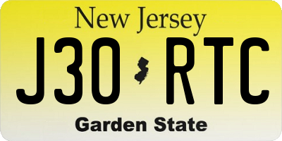 NJ license plate J30RTC