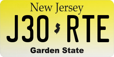 NJ license plate J30RTE