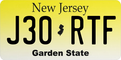 NJ license plate J30RTF