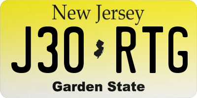 NJ license plate J30RTG