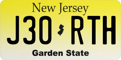NJ license plate J30RTH