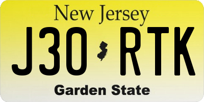 NJ license plate J30RTK