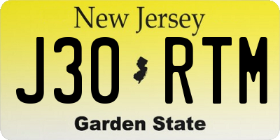 NJ license plate J30RTM
