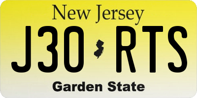 NJ license plate J30RTS