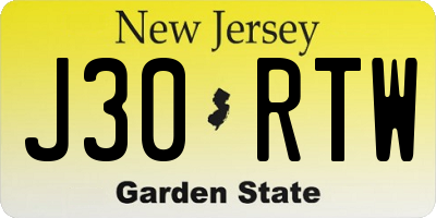 NJ license plate J30RTW