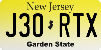 NJ license plate J30RTX